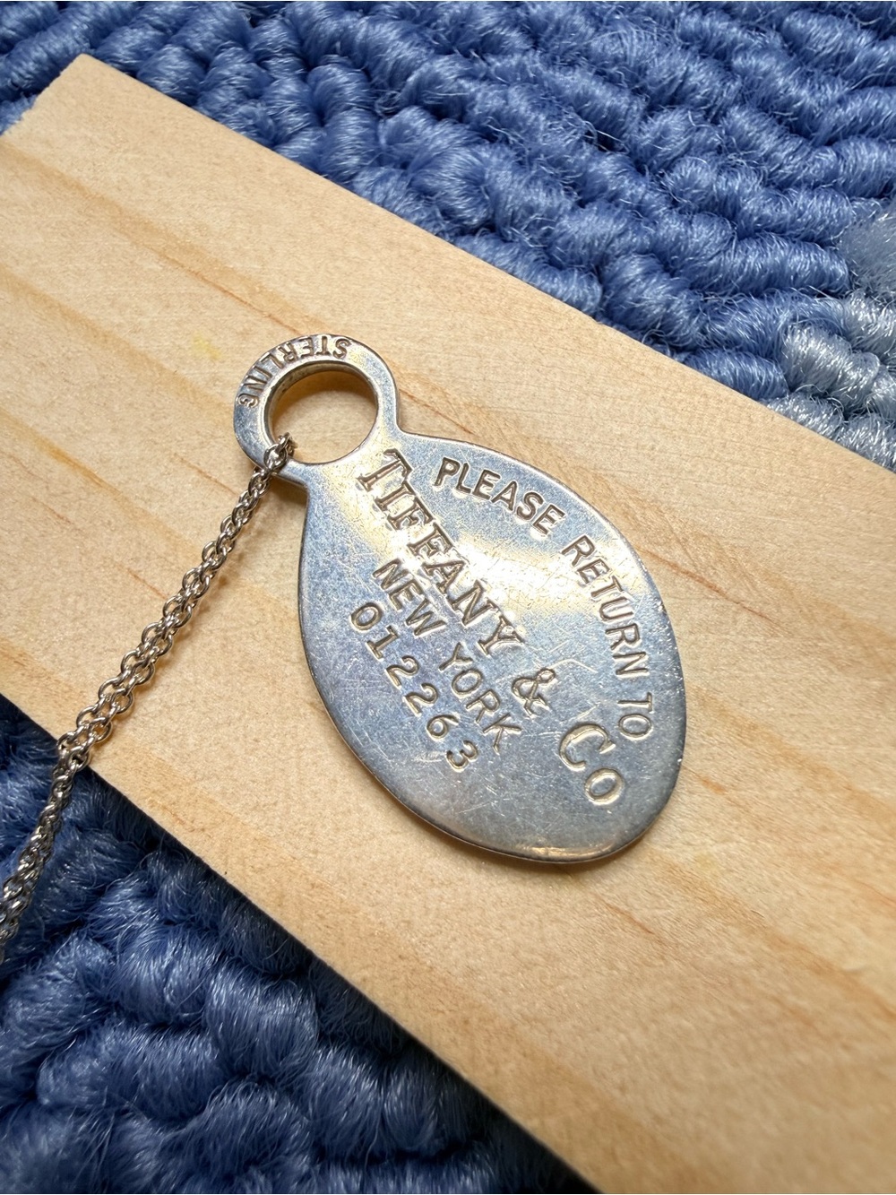 Vintage Tiffany & Co. Return to Tiffany Oval Tag Necklace 925 16”